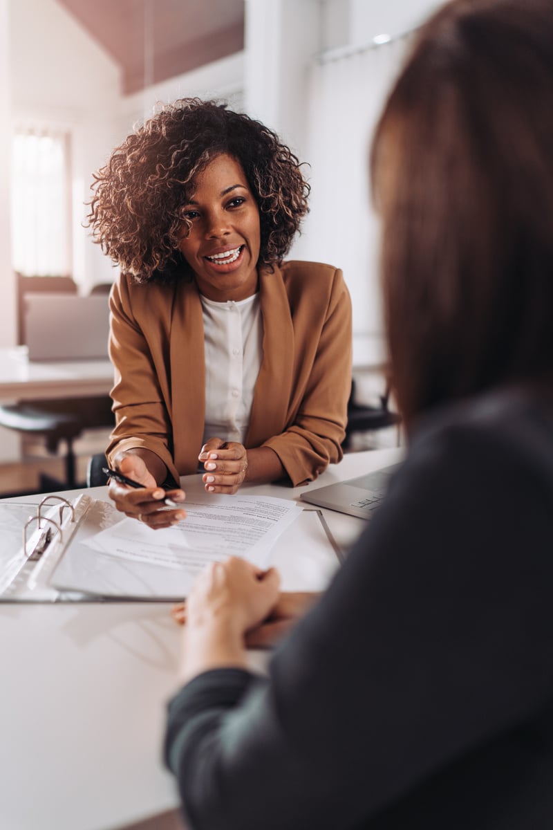 Young woman doing a job interview