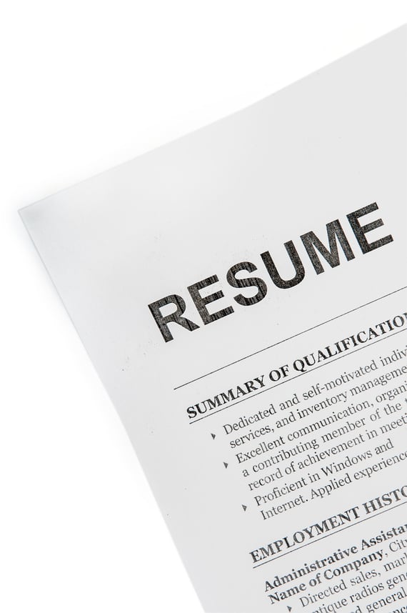 Resume paper document top view